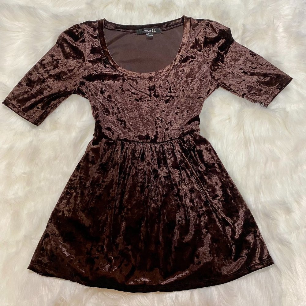Purple Crushed Velvet Tunic/Mini Dress w Pockets